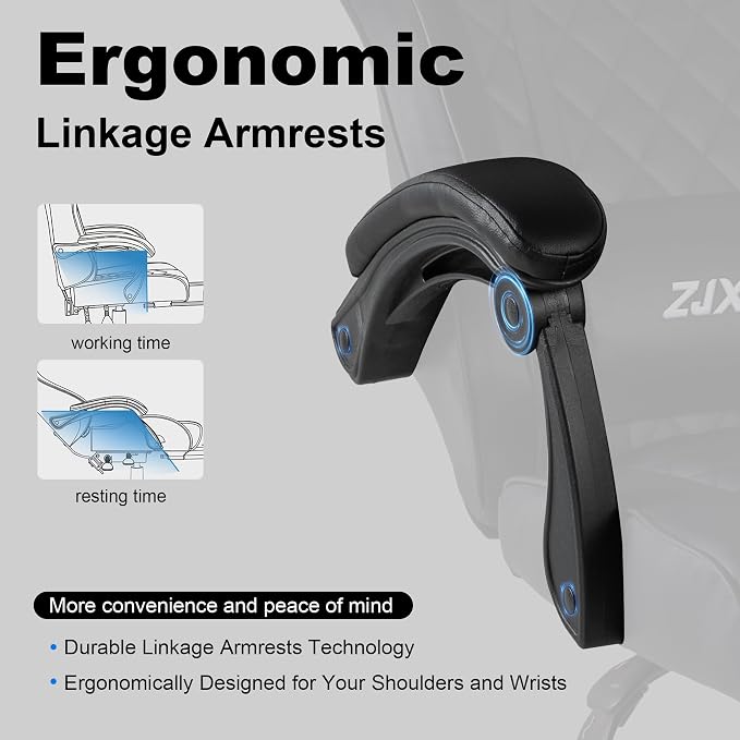 Gaming Chair for Adults with Pocket Spring Cushion, Ergonomic High Back Computer Chair with Footrest and Lumbar Support, Adjustable Height 360° Swivel Recliner, Black - Image 4