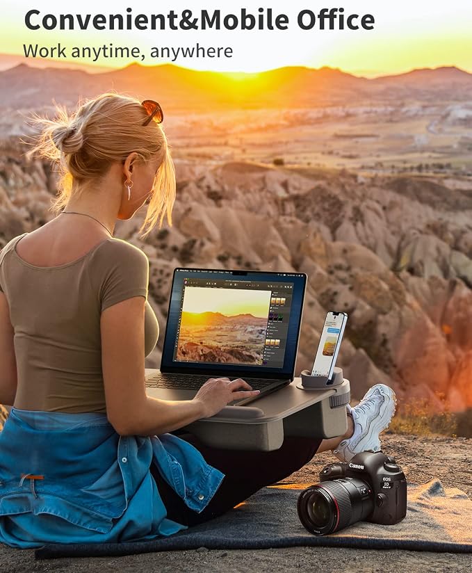 SAIJI Laptop Lap Desk with External Monitor Holder Fits Up to 17" Laptops - Image 7