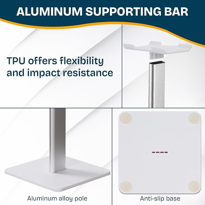 Headphone Stand, U-Shaped Universal Headset Holder, Anti-Slip Base, White | Flexible headrest, sturdy design, stable anti-slip base, fits most headphones, ideal for gaming, office & home use - Image 7