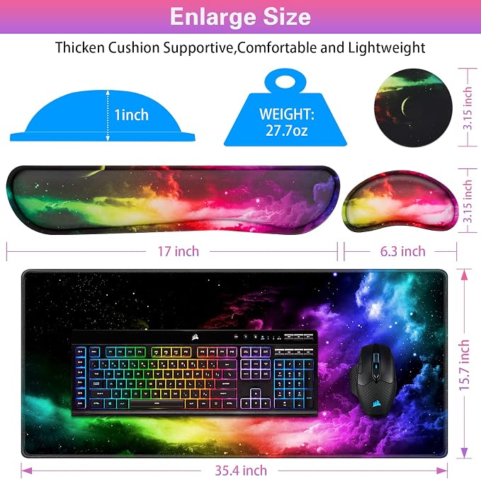 Canjoy Desk Mat with Keyboard and Mouse, Desk Pad with Wrist Rest Support - Image 6