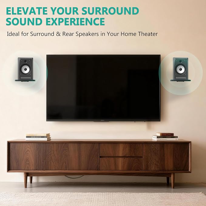 WALI Surround Sound Speaker Wall Mount, 1 Pair Heavy Duty Floating Shelf - Image 2
