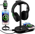 COZOO Headphone Stand with Fast Wireless Charging Pad and 2 USB Charging Ports, Suitable for Gaming, DJ, Wireless Earphone Accessories by COZOO