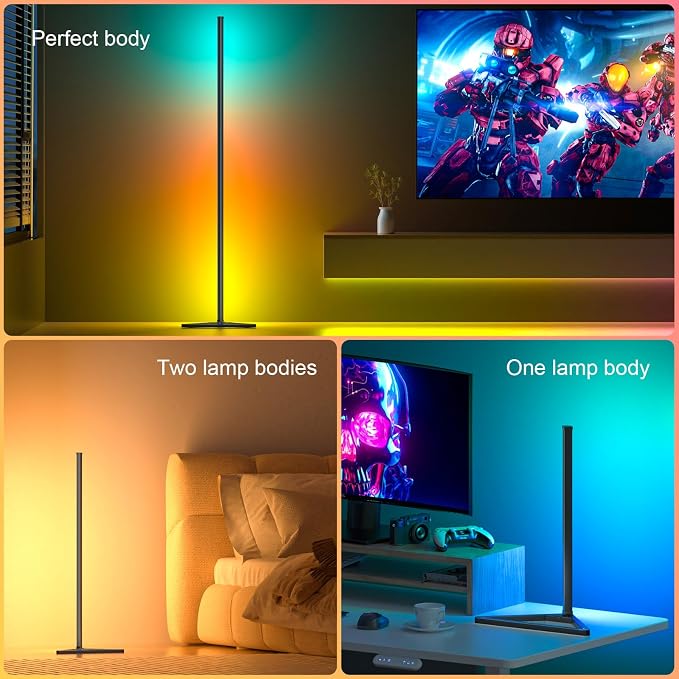 MIHEAL RGB Floor Lamp,16 Million Colors LED Floor Lamps 56" Lamps for Living Room with Music Sync,Standing Lamp with App and Remote Control,Gaming Ambient Lighting Corner Lamp Bedroom Decor - Image 4
