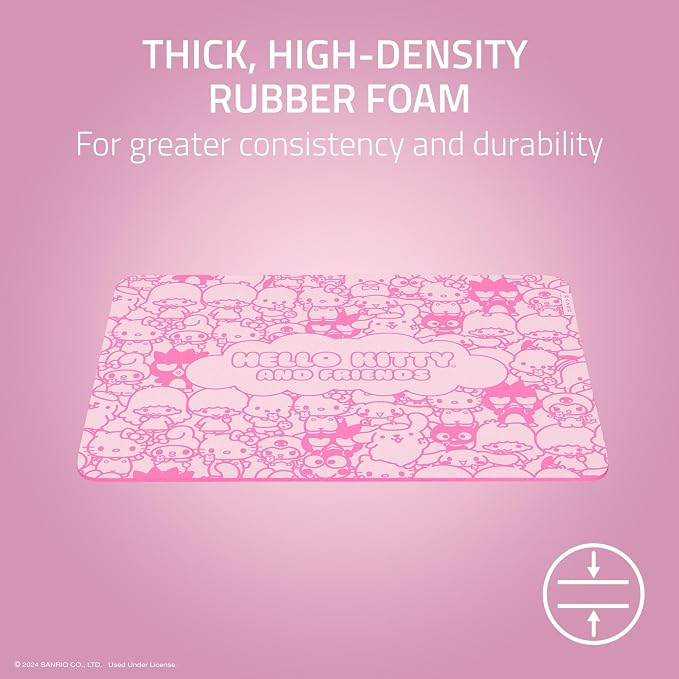 Razer Gigantus V2 Cloth Gaming Mouse Pad (M), Hello Kitty & Friends Edition | Textured MicroWeave Cloth Surface, Thick, High-Density Rubber Foam, Non Slip Base - Image 3