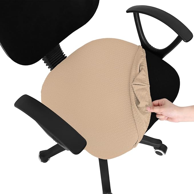 Smiry Office Computer Chair Seat Covers for Desk, Anti-dust Protector | Stretch Jacquard Removable Washable Desk Chair Seat Cushion Protectors, Khaki by Smiry