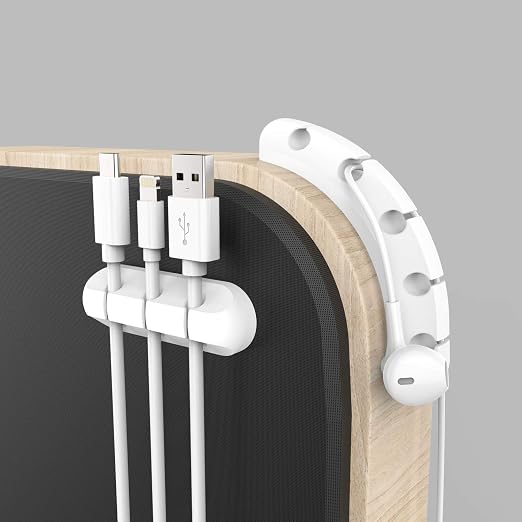 INCHOR Cord Organizer for Desk, White Cable Organizer Cable Clips 2 Pack - Image 4