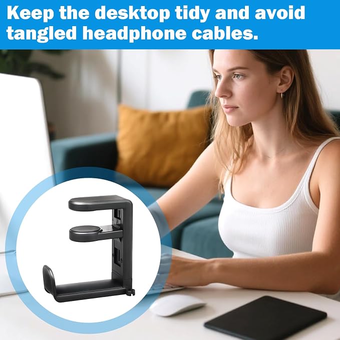 Rotating Headphone Stand,Headphone Holder Desk - Image 6