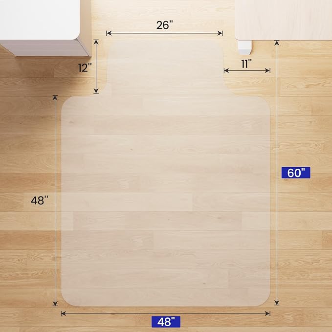 Delamu Office Chair Mat for Hardwood Floor, 48" X 60" Clear Floor Protector | Transparent PVC Chair Mat, Anti-Slip Waterproof for Home & Office - Image 5