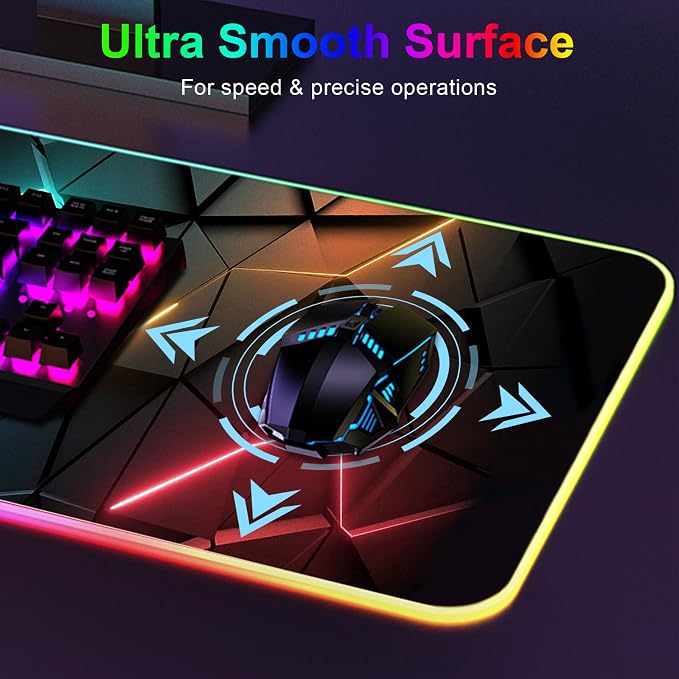 RGB Mouse Pad, Gaming Mousepad with 13 LED Light Modes | 31.5X11.8inch Large Mouse Mat, Gaming Mats for Desk with Non-Slip Rubber Base, Model-A - Image 5