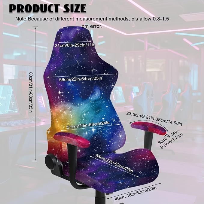 Colorful Galaxy Gaming Chair Cover Set of 4 Computer Game Chair Cover for Backrest, Seat Cushion and Armrest Slipcover Protectors for Home, Shop, Living Room, Office Desk - Image 3