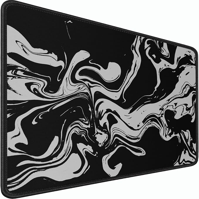 Gaming Mouse Pad, 31.5x15.7 inch Large Extended Computer Keyboard Mouse Mat, Water Resist Non-Slip Mousepad Rubber Base Long XXL Desk Mouse Pad for Gaming, Office & Home, Marble White by Naukay