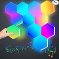 Gaming LED Hexagon Lights, Smart Hexagon Wall Lights App and Remote Control, LED Light Panels for Wall Music Sync, DIY Geometry RGB Gaming Room Decor for Living Bedroom Streaming, 7 Panels by Amailtom