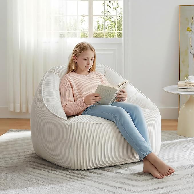HUGHEAVEN Large Bean Bag Chairs for Kids, Bean Bag Chairs for Kids 8-12 | Comfy Bean Bag Sofa with Back Support, Big Bean Bag Couch & Chair for Bedroom, Floor Sofa for Relaxing and Reading by HUGHEAVENBeanBagChairs