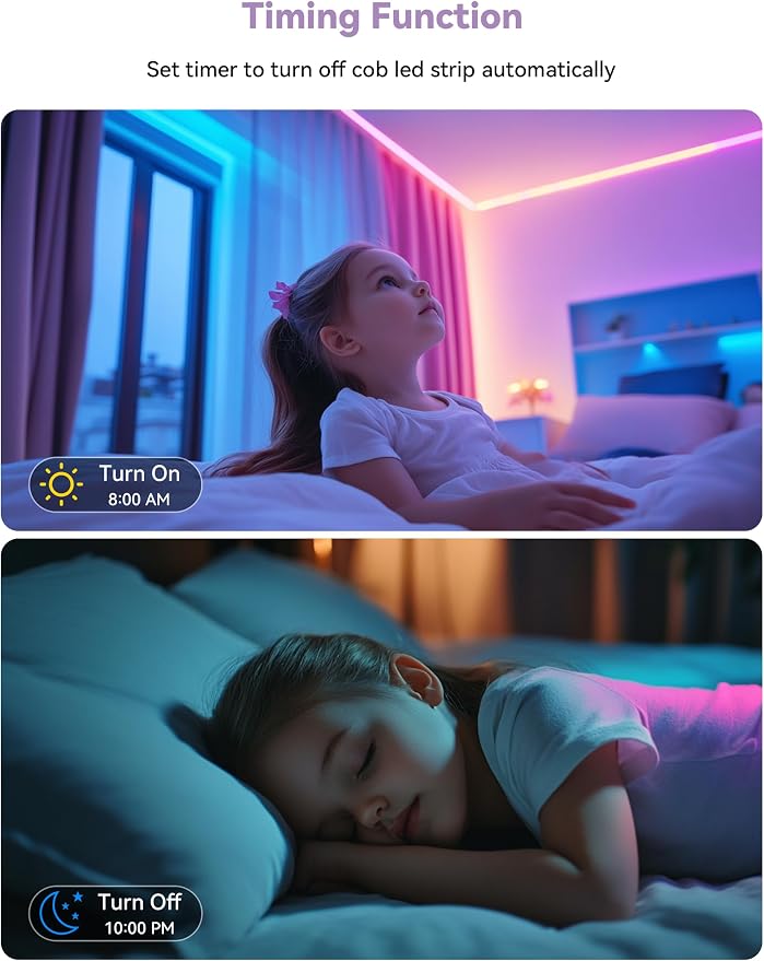 MIWISE 5V USB RGB COB LED Strip Light,9.84ft/3m Tape Lights,RF & App Control,Music Sync,Ultra Bright Color Changing Lighting,UL-Listed,Cuttable & Flexible for Bedroom,Kitchen,Desk,Party,Home Decor - Image 6