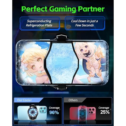 Cell Phone Cooler, RGB Semiconductor Cellphone Radiator with Digital Display, Portable Lightweight Magnetic Mobile Phone Cooling Fan for Gaming Sreaming Waching Videos - Image 7