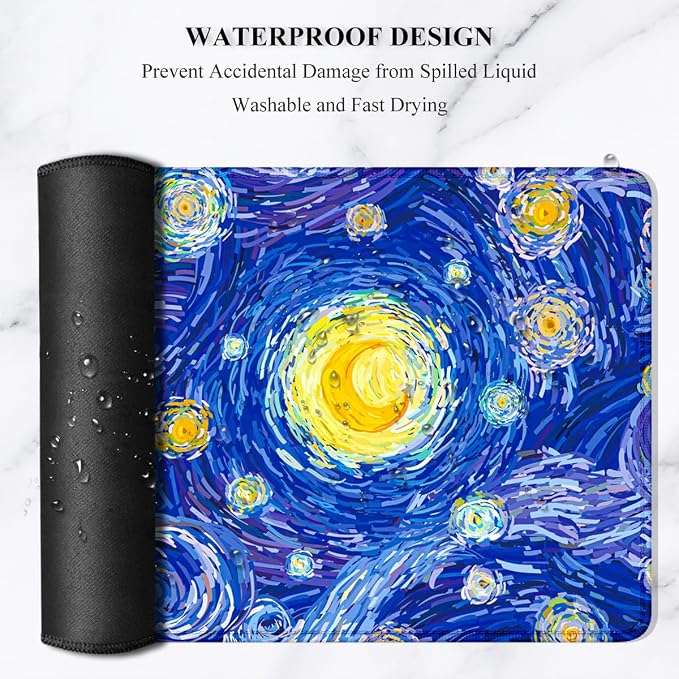 Auhoahsil Desk Mouse Pad, Large Gaming Mousepad, XXL Desk Pad, Extended Long Superior Micro-Weave Cloth Non-Slip Rubber Big Computer Mouse Mat for Gamer, Office & Home, 35" x 15", Blue Starry Night - Image 6