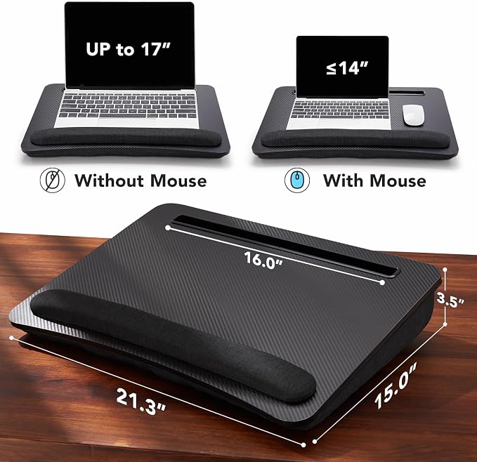 HUANUO Laptop Lap Desk with Cushion, Fit up to 17" Laptop, Black - Image 3