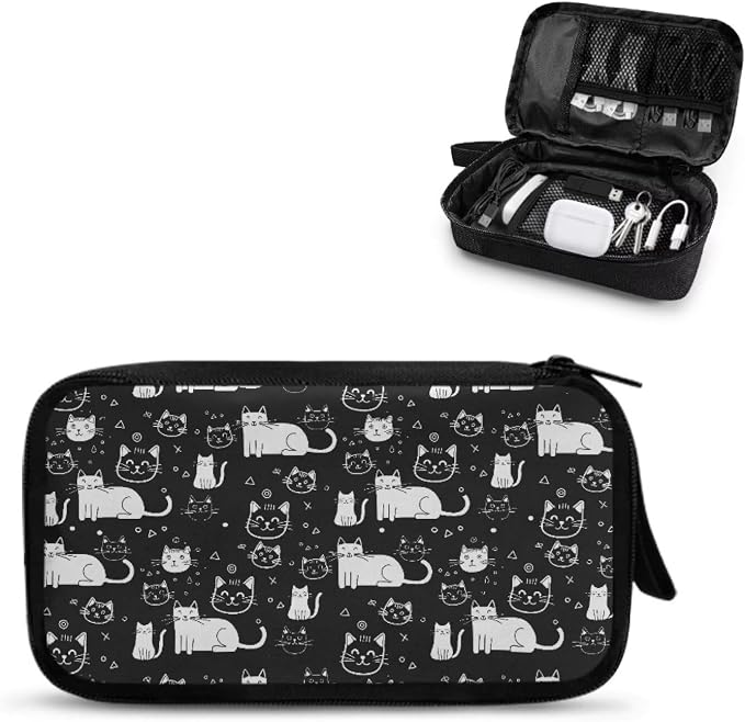 Cats Print Electronic Organizer Travel Case Waterproof Travel Cord Organizer Pouch, All-in-One Storage Bag for Accessories, Charger, Cable by Unknown