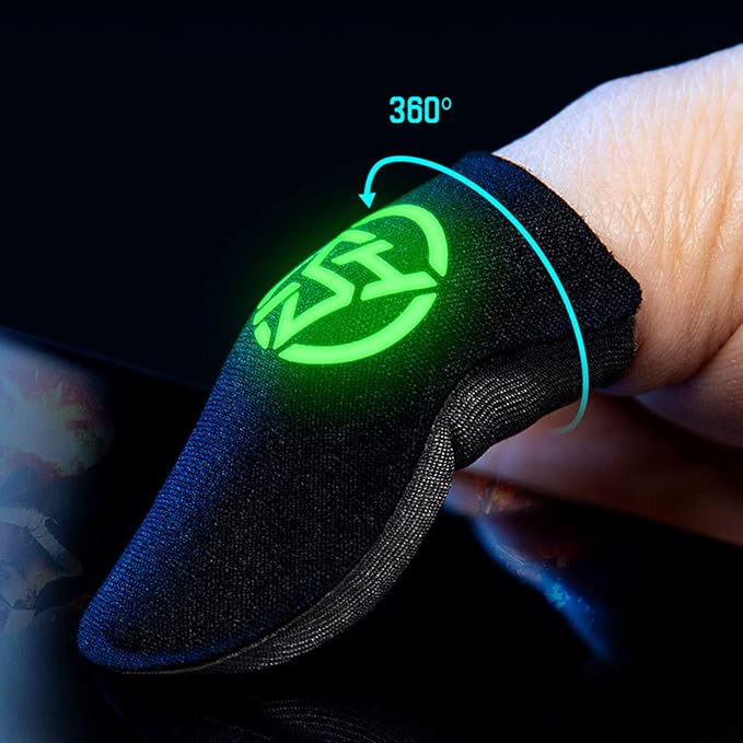 Yuly 2pcs Game Fingertip Gloves for Sweatproof Anti-Slip Finger Sleeve Breathable Gaming Finger Cover Thumb Gloves for Mobile Gaming Grip Pain-Relief Mobile Phone Gaming Finger, Black - Image 3