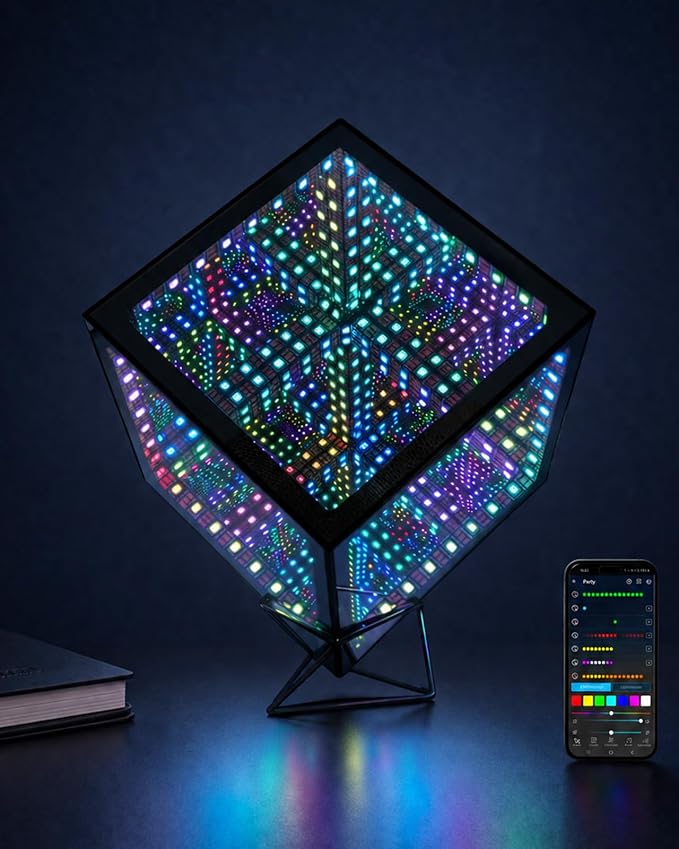 Infinity Mirror Hyper Cube LED Light, 6.5 Inches by Tinyimi