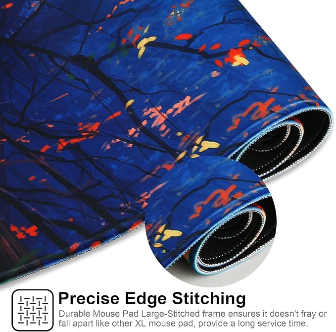 Large Gaming Mouse Pad with Stitched Edges,[27.5x11.8In] Extended Mouse Pad with Non-Slip Natural Rubber Base for Gamer/Desktop/Office/Home 70x30 Forest07 - Image 5