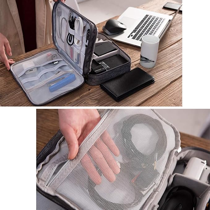 OrgaWise Electronics Organizer, Electronic Accessories Bag Travel Cable Organizer Three-Layer for iPad Mini, Kindle, Hard Drives, Cables, Chargers - Image 5