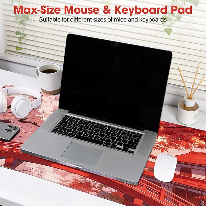 Large Mouse Pad 31.5x15.7 Inch - Starter Desk Mat, Maple Leaf | Office and Gaming Non Slip Rubber Bottom Stitched Edges Easy Clean - Image 6