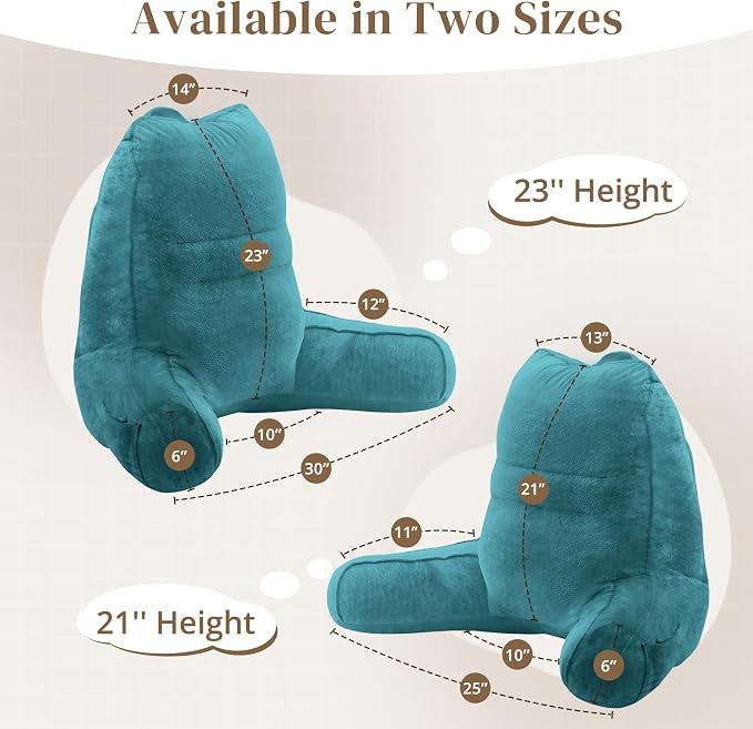 Sasttie Reading Pillow for Bed, Back Pillow for Sitting Up, Teal Blue - Image 2