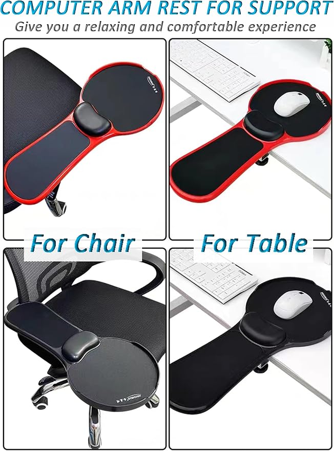 LL-COEUR Memory Foam Arm Support Wrist Rest for Table and Chair, Ergonomic Armrest Desk Extender, Multifunctional Computer Mouse Pad (Black) - Image 2