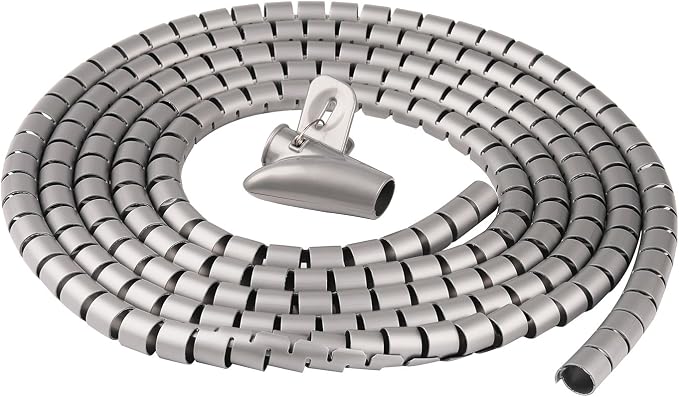 Cable Sleeve Organizer 118inch Coiled Tube Cable Cable Management Sleeve for Home Office PC TV Silver by chengsi