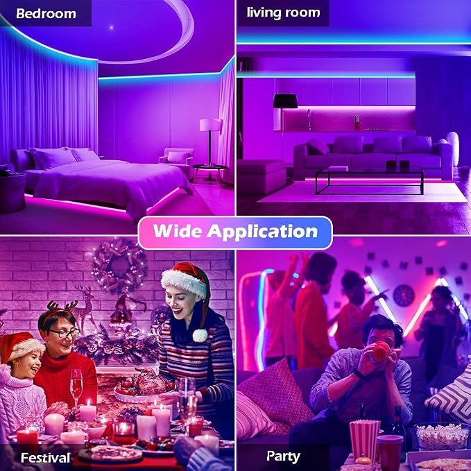 41FT Led Strip Lights,Long Smart Led Light Strips Music Sync 5050 RGB Color Changing Rope Lights,Bluetooth APP/IR Remote/Switch Box Control Led Lights for Bedroom,Home Decoration,Party,Festival - Image 7
