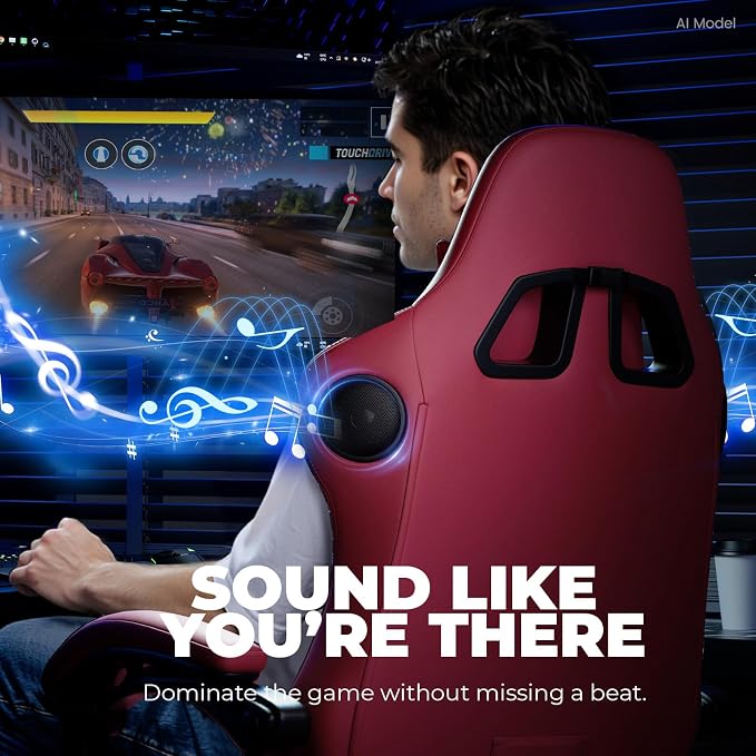 GTPLAYER ACE-PRO Music Gaming Chairs – Built-in Speakers, App Support & Bluetooth Control, Footrest & Pocket, Gamer Chair for Adults, Wine Red - Image 5