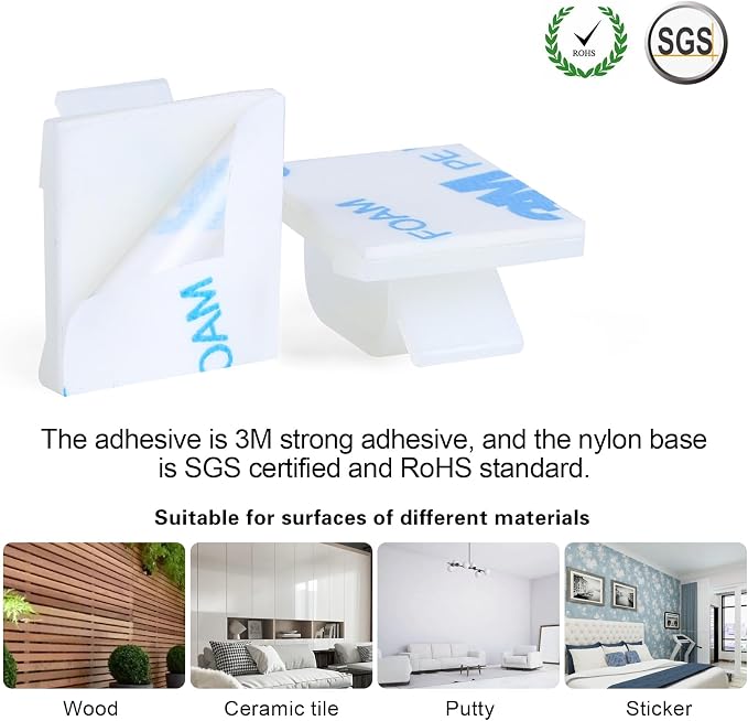 XHF 3/4” Adhesive Cable Wire Clips White 120PCS, Cable Staples Outdoor Cable Management Wire Organizer Cord Holder for Under Desk, Car, Wall, TV PC Ethernet Cable - Image 3