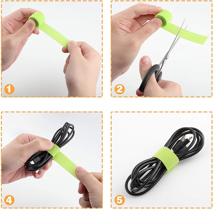 Reusable Fastening Tape Cable Ties 3/4 Inch Double Side Hook Roll (25 Yard, Green) - Image 6