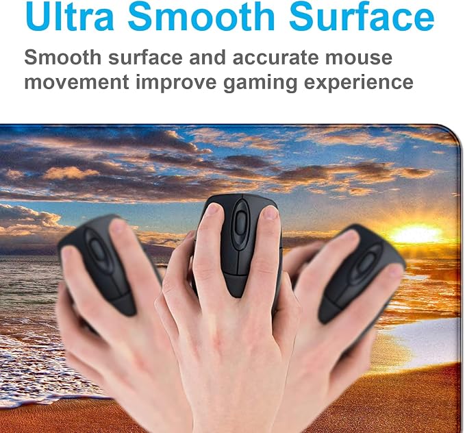 Sunset Beach Large Gaming Mouse Mat with Stitching Edges, Office Desk Mat | Large Extended Mouse Pad; Full Desk Coverage; Waterproof Coating; Stable Anti-Slide Base For Gaming, Office, Study Daily Use - Image 5