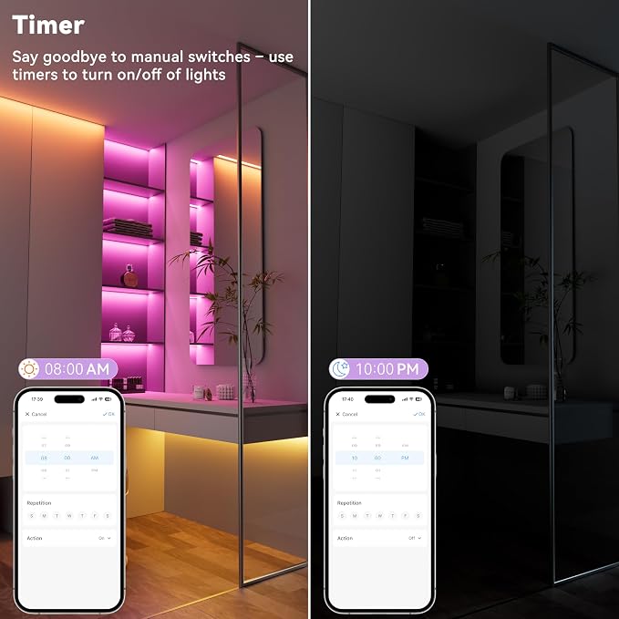 MIWISE RGB COB LED Strip Light, UL-Listed Music Sync Color Changing Dimmable Super Bright LED Lights, Multicolor Flexible Tape Light with RF Remote/App Control, for Bedroom, Party DIY Decor, 16.4ft - Image 5