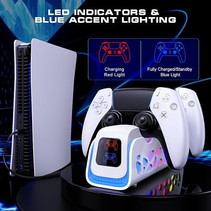 PS5 Controller Charger Dock for DualSense/Edge, 6 RGB Modes - Image 6