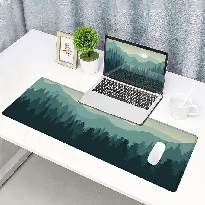 Mouse Pad Gaming, Large Mouse Pads for Desk, Keyboard Mouse Mat Desk Pad, Non-Slip Rubber Base with Stitched Edges Mousepad, 31.5x11.8 inch Abstract Landscape Mountain - Image 6