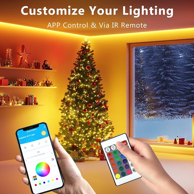 DAYBETTER LED Lights for Bedroom 132ft (2 Rolls of 65.6ft), Music Sync Color Changing Strip Lights with Remote, 24V Power Supply, Classroom Lighting, Room Decor for Teen Girls Boys Birthday Gifts - Image 2