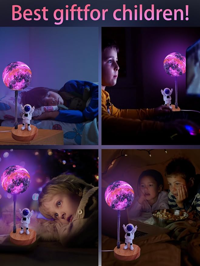 Moon Lamp for Kids, Space Buddy Lights with 7 Colors, Astronaut Night Light - Image 6