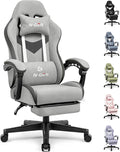 N-GEN GAMING Gaming Chair, Reclining Backrest, Footrest, Fabric, Grey | Ergonomic Design with Reclining Backrest, Linkage Armrests and High-Density Foam, Comfy Seating for Computer or Home Office by N-GENGAMING