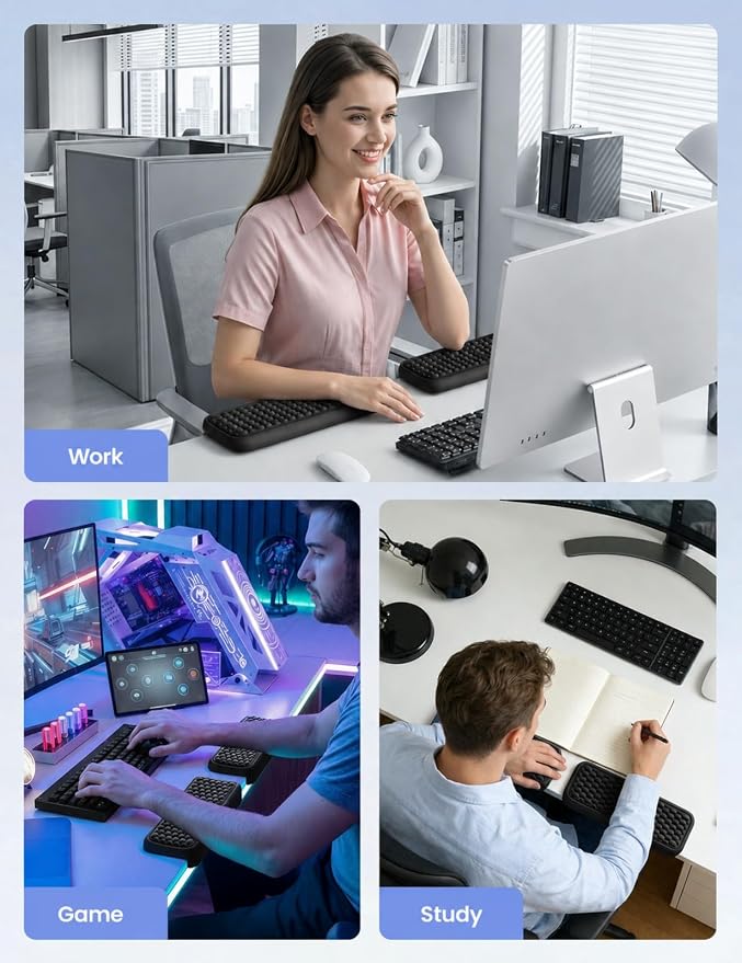 Vaydeer 2Pcs Elbow Rest Pad, L-Shaped Wrist Rest, Desk Edge Cushion | Ergonomic Memory Foam Arm Rest Support Keyboard Mouse Elbow Pad for Palm Hand Office Computer Home Gaming Accessories-Black - Image 6
