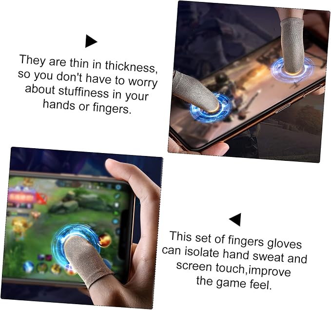 VILLCASE 8Pcs Sweat Gaming Finger Sleeves Touchscreen Gloves for Enhanced Grip Breathable Material for Mobile Gaming Slip Comfortable - Image 3