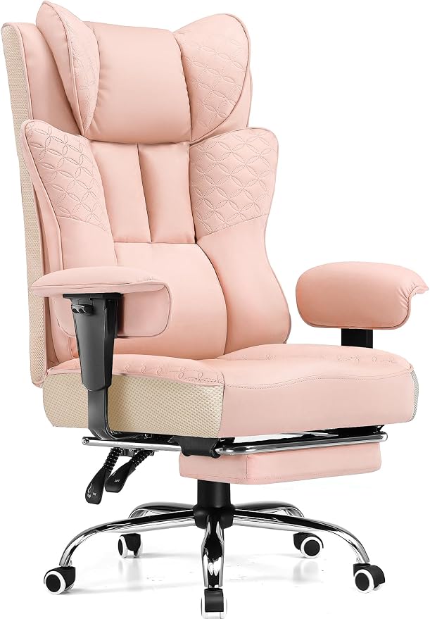 GTPLAYER Big and Tall Office Chair Wide Ergonomic Gaming Chair with Deluxe Embossing Designed Leather with Foot Rest,150°Reclining Adjustable Soft Armrests Pocket Spring Back Support and Pillow by GTPLAYER