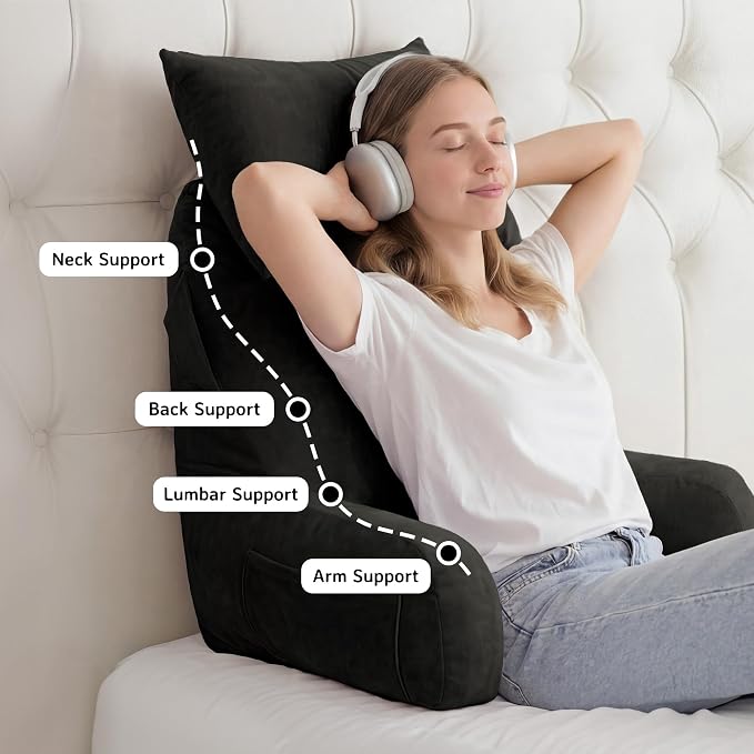 Reading Pillow for Bed,Back Pillow for Bed Sitting Up,Lumbar Support Pillow - Image 5