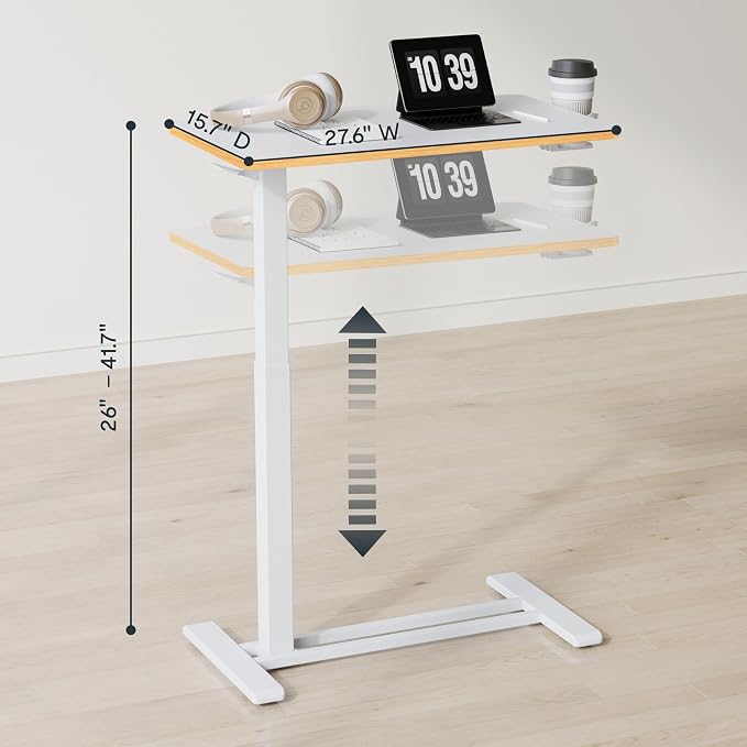 FLEXISPOT 28" Mobile Standing Desk Pneumatic Lift Computer Workstations - Image 2