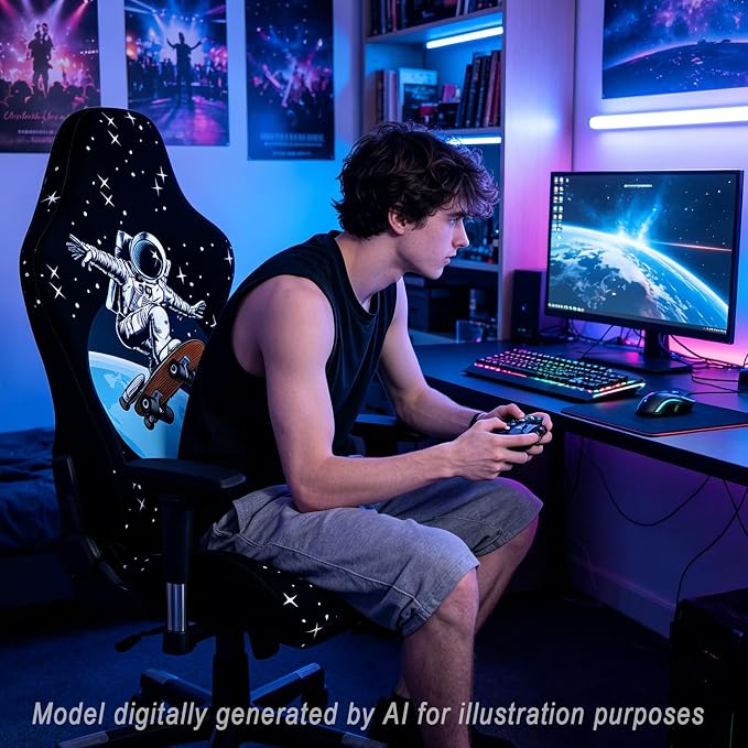 Gaming Chair Covers, 3D Printing Stretch Fit Scratch Resistant | Easy to install, Soft Breathable, Cat Scratch Proof, Washable Gaming Chair Seat Cover with Armrest Cover (No Chairs)(G) - Image 2