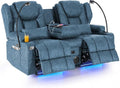 Redlife Power Loveseat Recliner Sofa with Console, Blue LED Lights by Redlife
