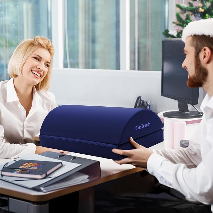 BlissTrends Foot Rest Under Desk, Foot Stool with 2 Adjustable Heights | Comfortable Footrest with Washable Cover for Car,Home and Office to Relieve Back,Lumbar,Knee Pain(X-Large, Blue) - Image 7