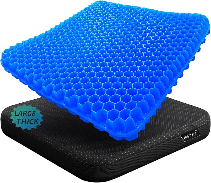 Gel Seat Cushion - 17x17 inch Extra Large Egg Seat Cushion Chair Pads with Non-Slip Cover for Sciatica & Back Pain - Office Chair Car Seat Cushion - Coccyx Cushion for Tailbone Pain by Helishy